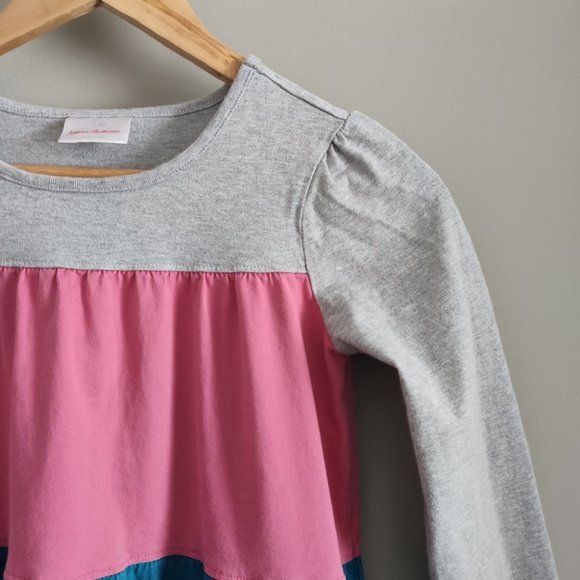 Hanna Andersson Grey Color Block Twirl Long Sleeve Dress Size 12 / 150 - Picture 5 of 9